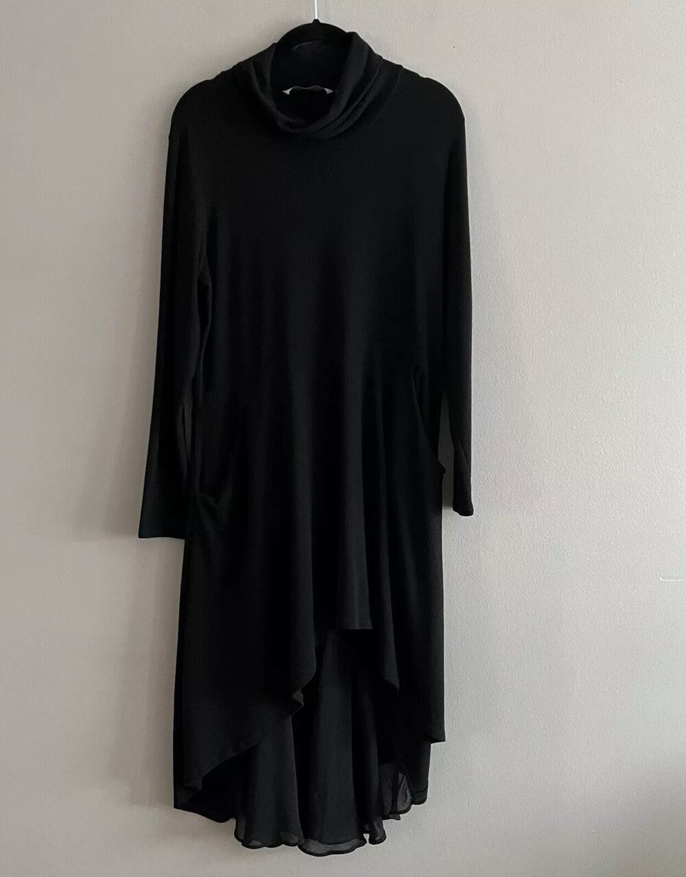 Soft Surroundings Crescent Moon Hi-Low Tunic  Sweater Turtleneck Black Size M